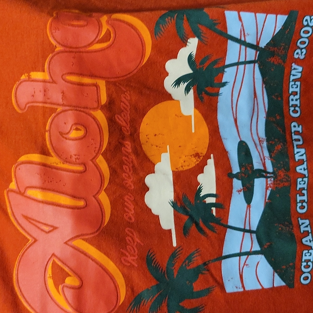 Nearly New SHEIN Orange Aloha Print Tee XXL - Picture 2 of 7